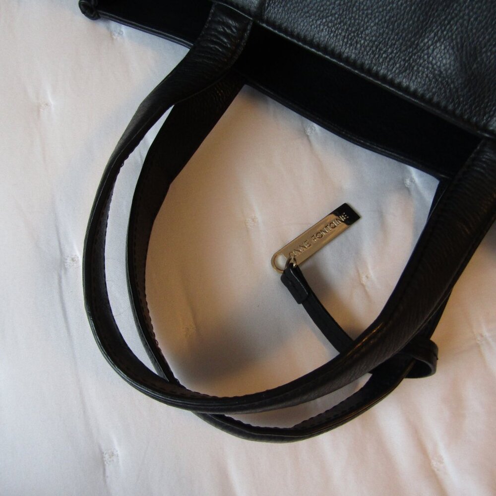 Anne Fontaine "Parisa Baby" Black Floral Leather Purse Bag-Double Handles-Medium - Picture 6 of 14
